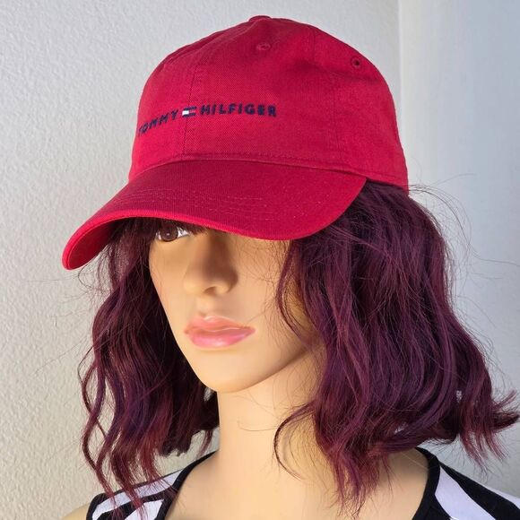 ?️NWT Tommy Hilfiger Red Logo Unisex Adjustable Baseball Hat One Size main image 4